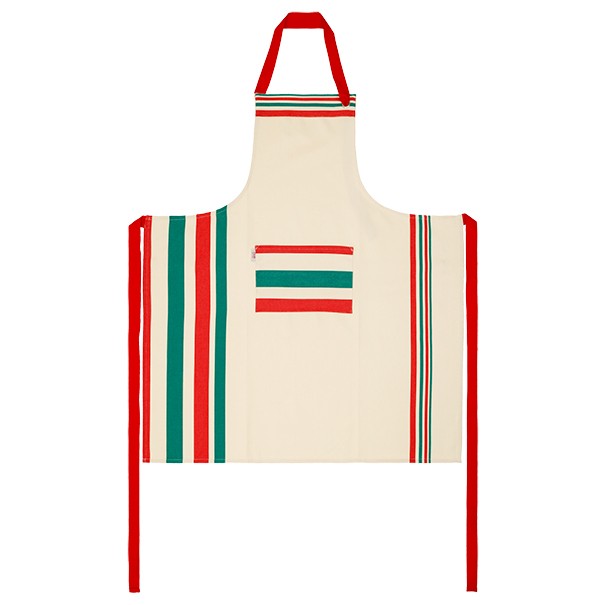 Adjustable organic cotton apron Mante rouge/vert